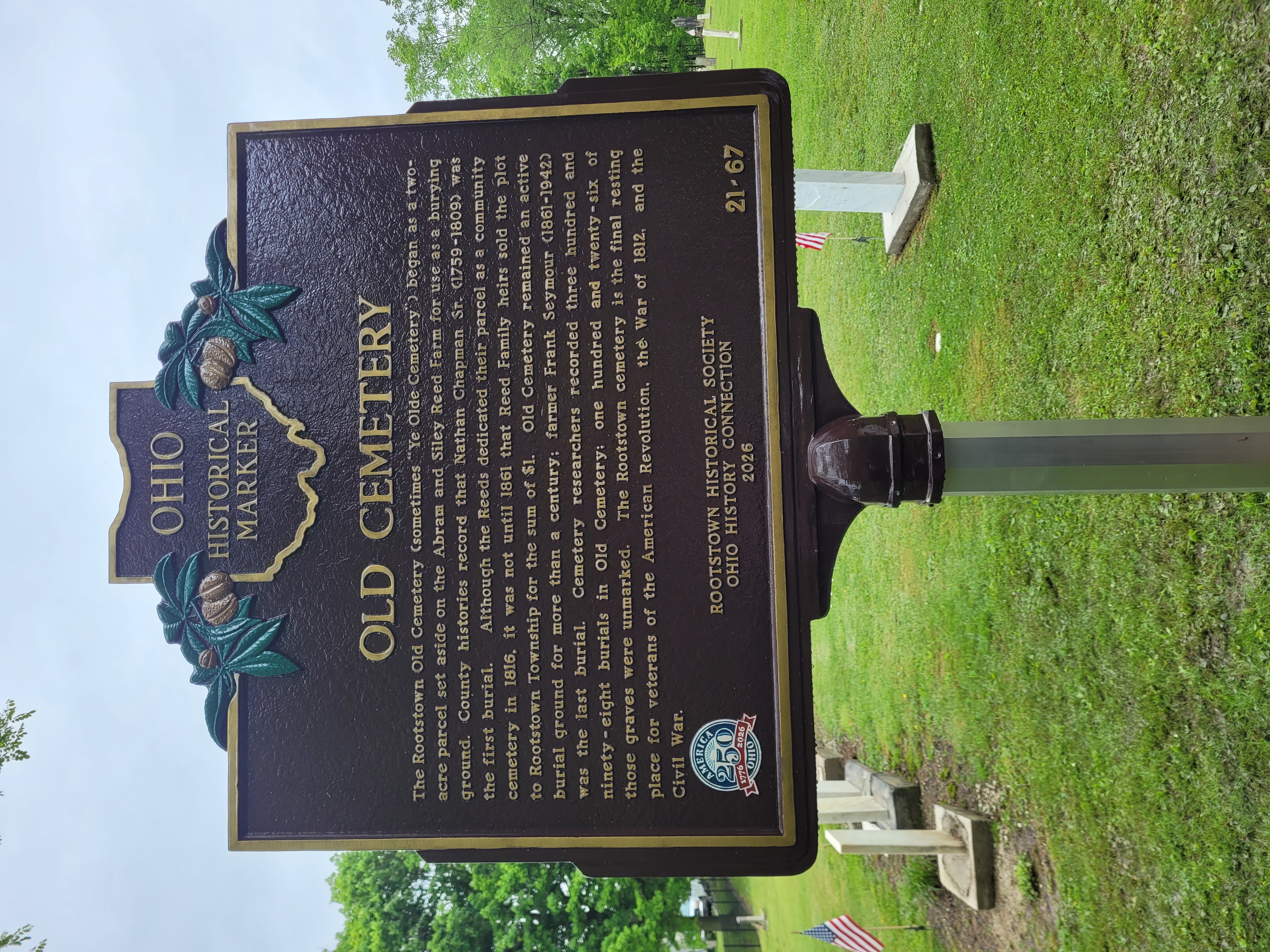 Sign describing history of old cemetery